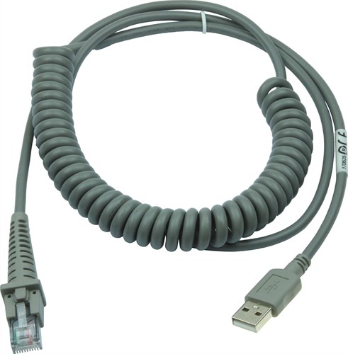 USB cable coiled 2.70m for Datalogic barcode scanners
