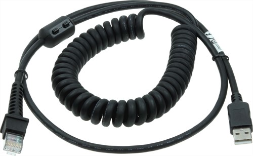 USB cable coiled 2.40m black for Datalogic GD4500-GBT4500-GM4500