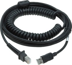 USB cable coiled 5.00m black for Datalogic GD4500, GBT4500, GM4500