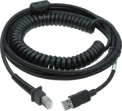 USB cable coiled 5.00m black for Datalogic GD4500, GBT4500, GM4500