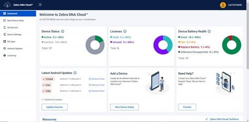 Zebra DNA Cloud Dashboard