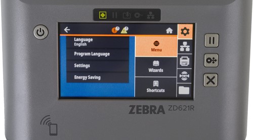 Zebra ZD621r RFID printer display